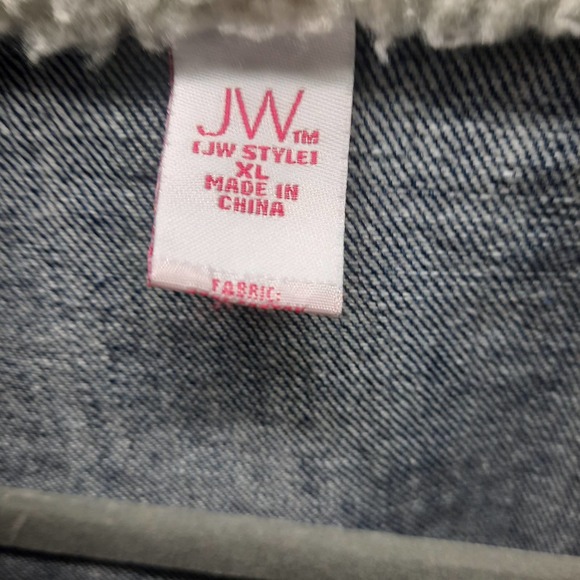 VTG JW Style Trucker style fleece collar down front Denim Coat Western Work XL - Picture 4 of 5